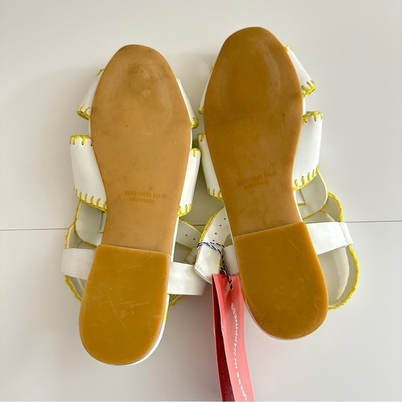NEW Farm Rio Women's Yellow & White Palm Tree Sandals Whipstitch Vegan sz US 9.5 - Picture 15 of 16